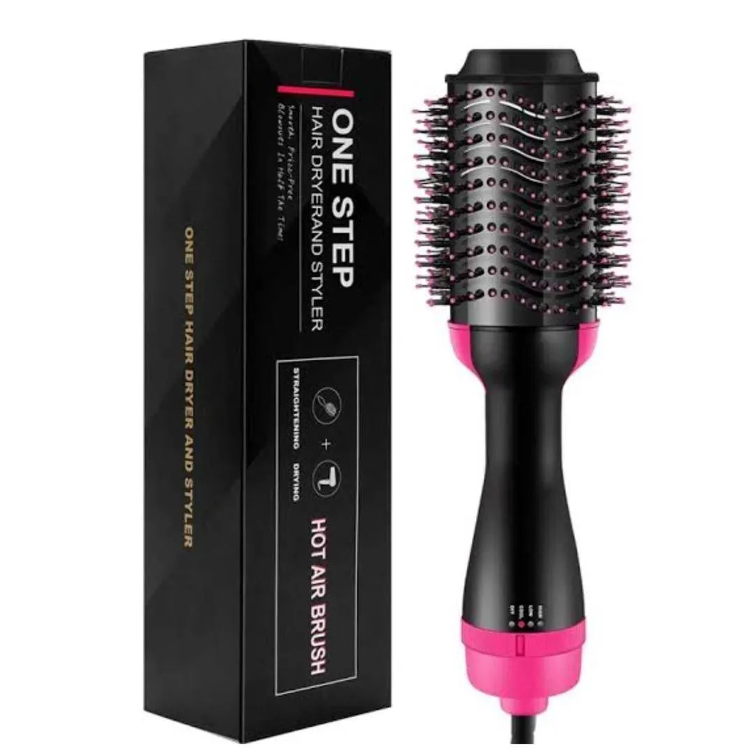One Step Hair Dryer Brush Black Pink ABS