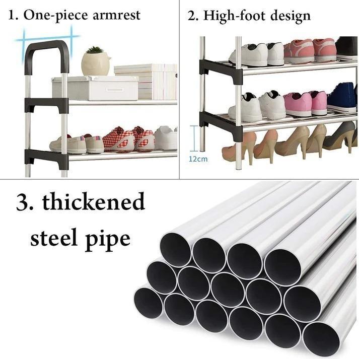 4 Layer Durable Stainless Steel Shoe Rack - 1 Pc Compact Design for Easy Mobility