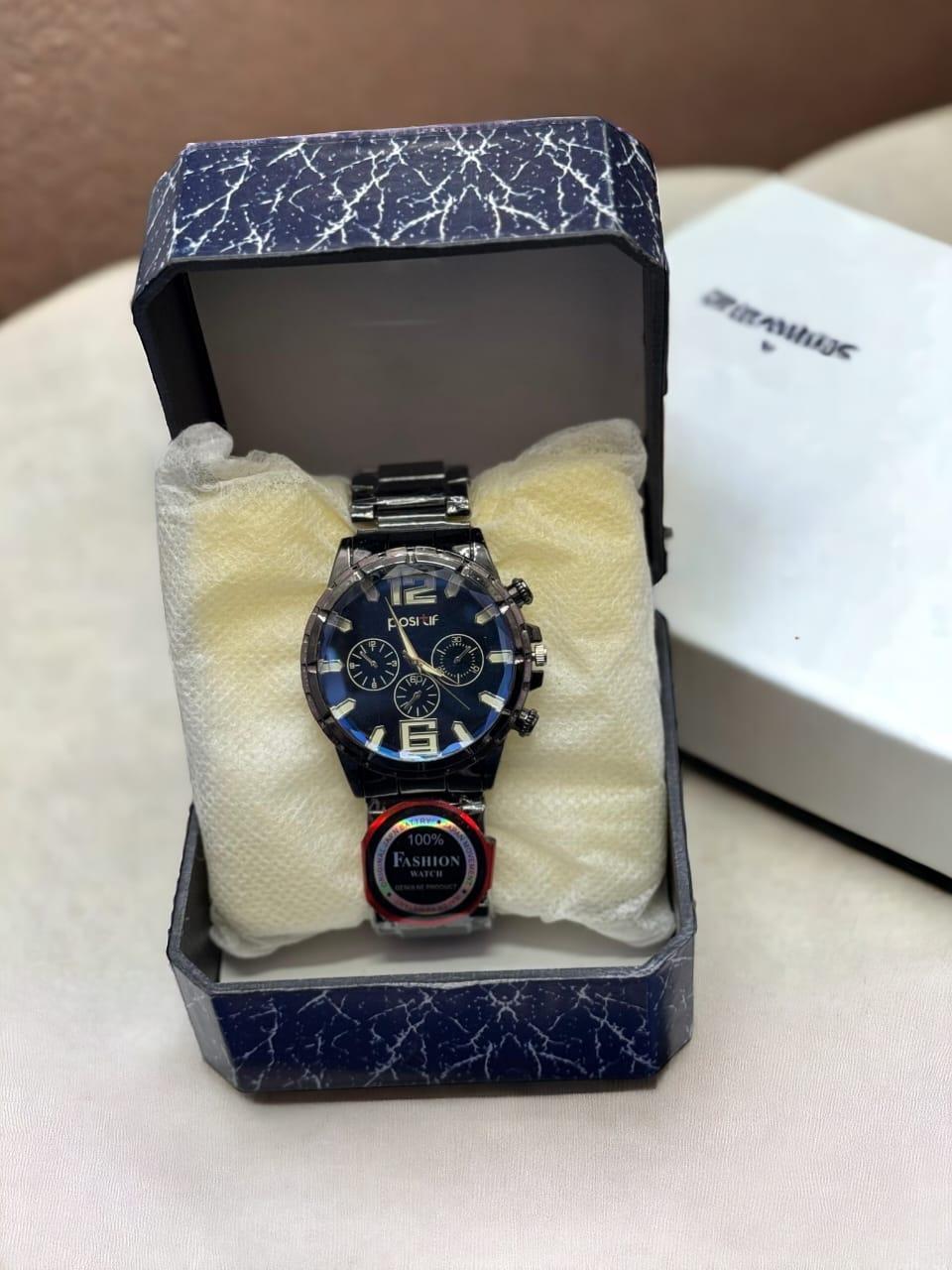 Men's Round Quartz Watch with Chain Strap - 1 Pc