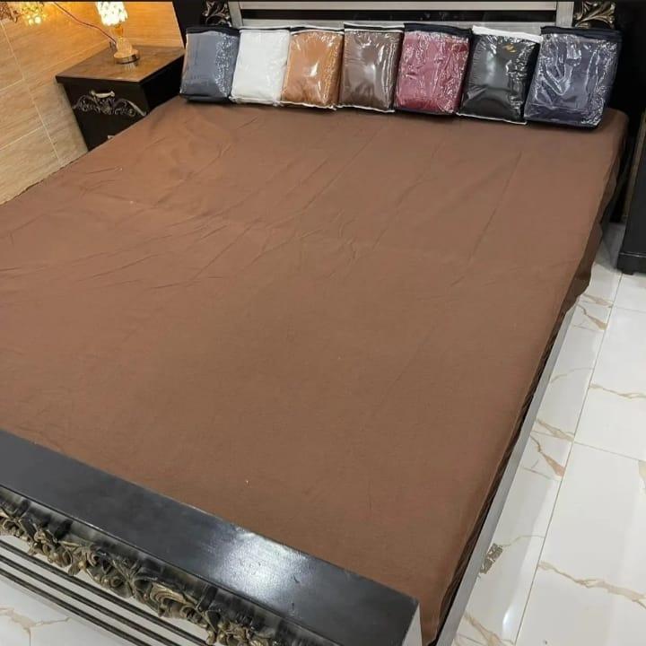 Terry Cotton Plain Double Bed Mattress Cover