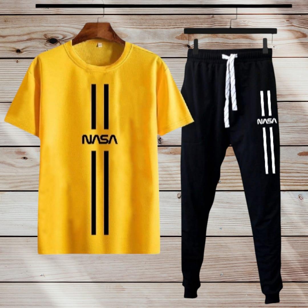 Men's Printed Polyester Track Suit - 2 Pcs in Vibrant Yellow