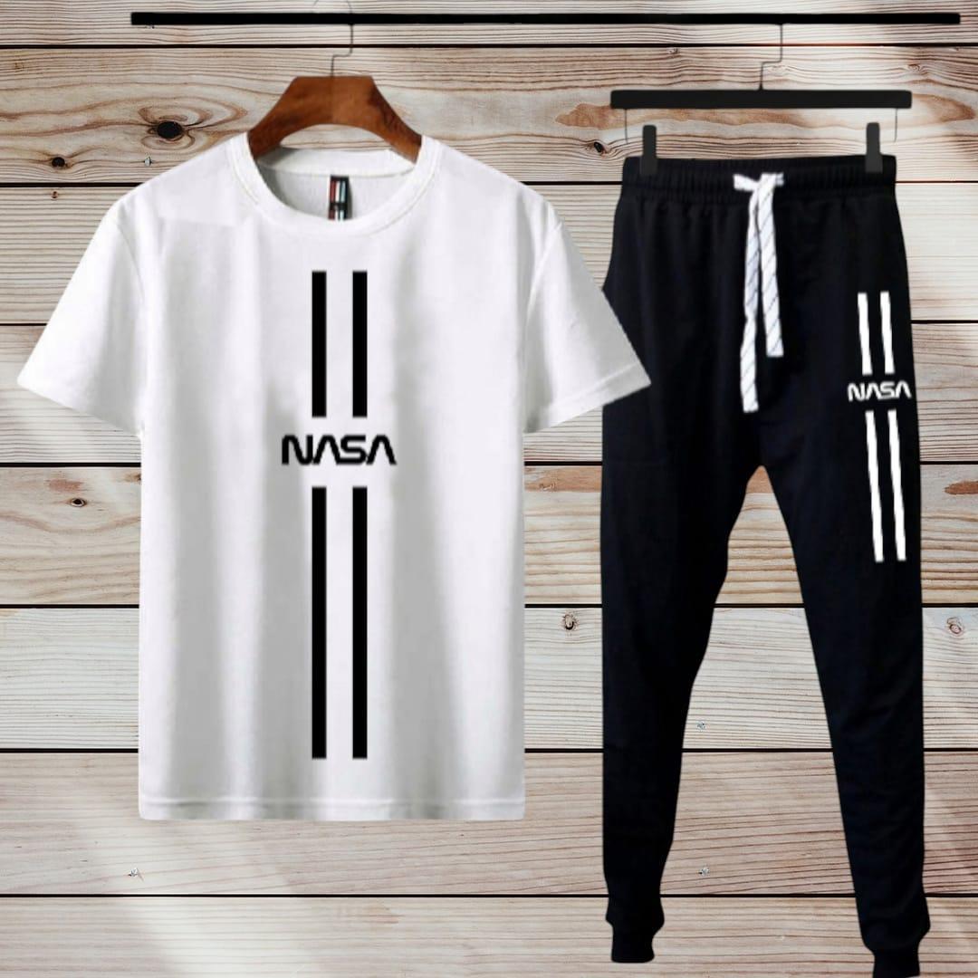 Men's Printed Polyester Track Suit - 2 Pcs in White