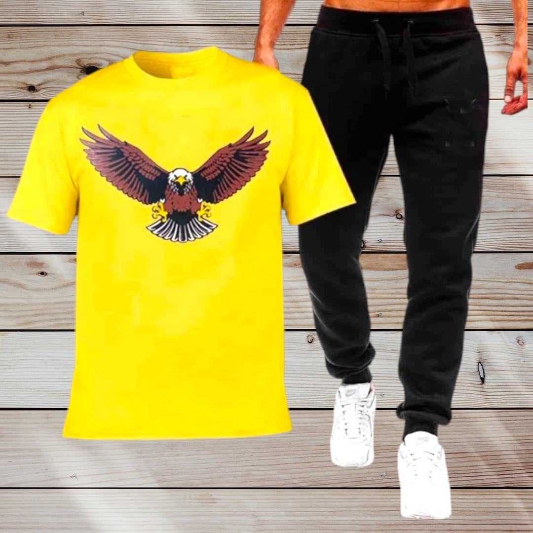 Men's Graphic Sublimation Polyester Track Suit - 2 Pcs Set in Yellow