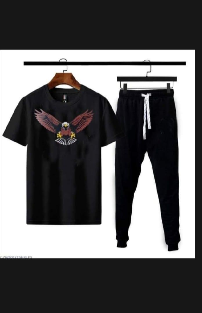 Men's Graphic Sublimation Polyester Track Suit - 2 Pcs Set in Black