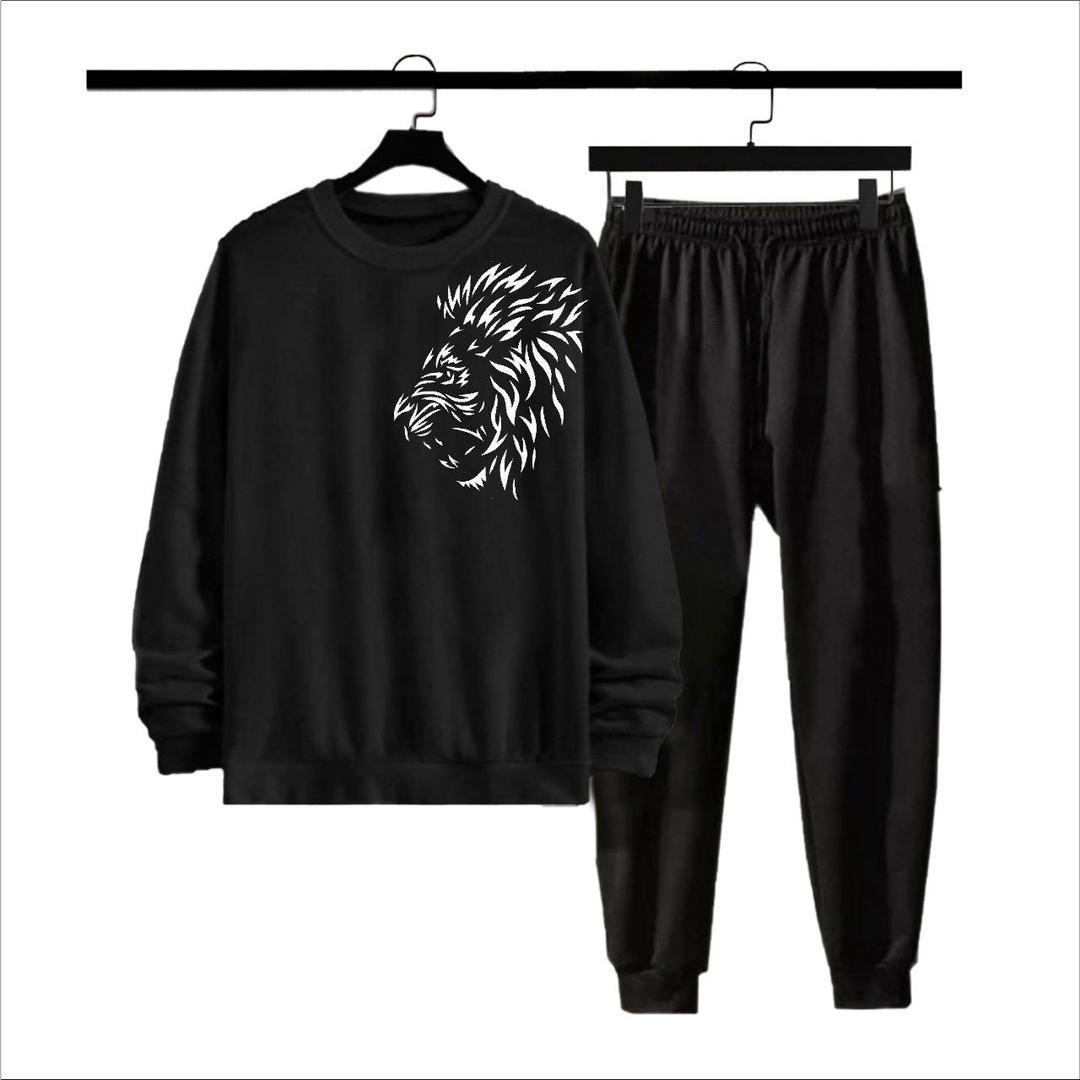 Men's Micro Track Suit - 2 Pcs Black Plain Set