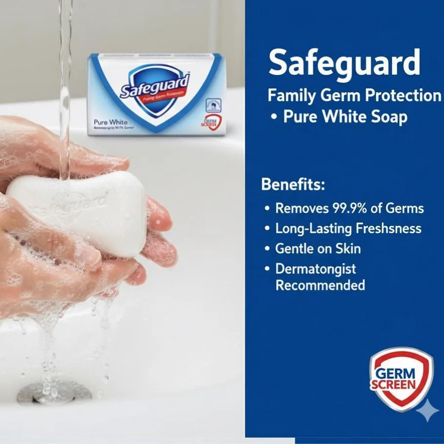 Safeguard Soap - 1 PcsExfoliating & Anti-Bacterial Formulafor Sensitive Skin
