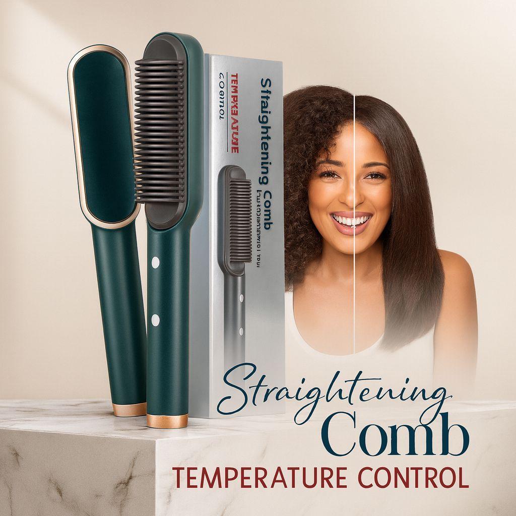 2 In 1 Hair Straightener Brush with Intelligent Temperature Control