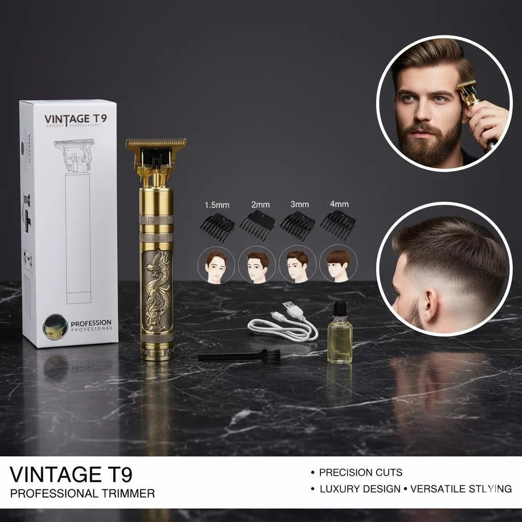 Vintage T9 Hair TrimmerElectricUSB Charging Beard Trimmer