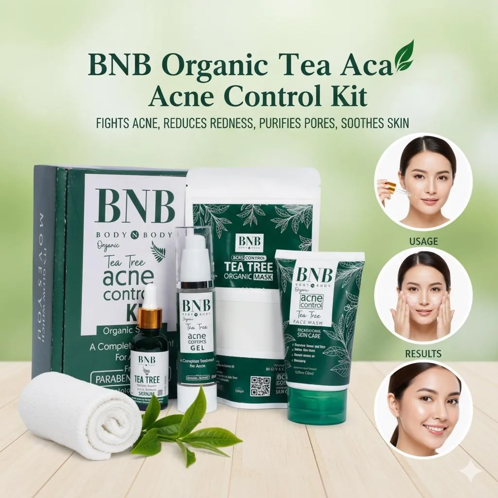 BNB Organic Tea Tree Acne Control Kit: Your Complete 4-Step Solution for Clear, Healthy Skin