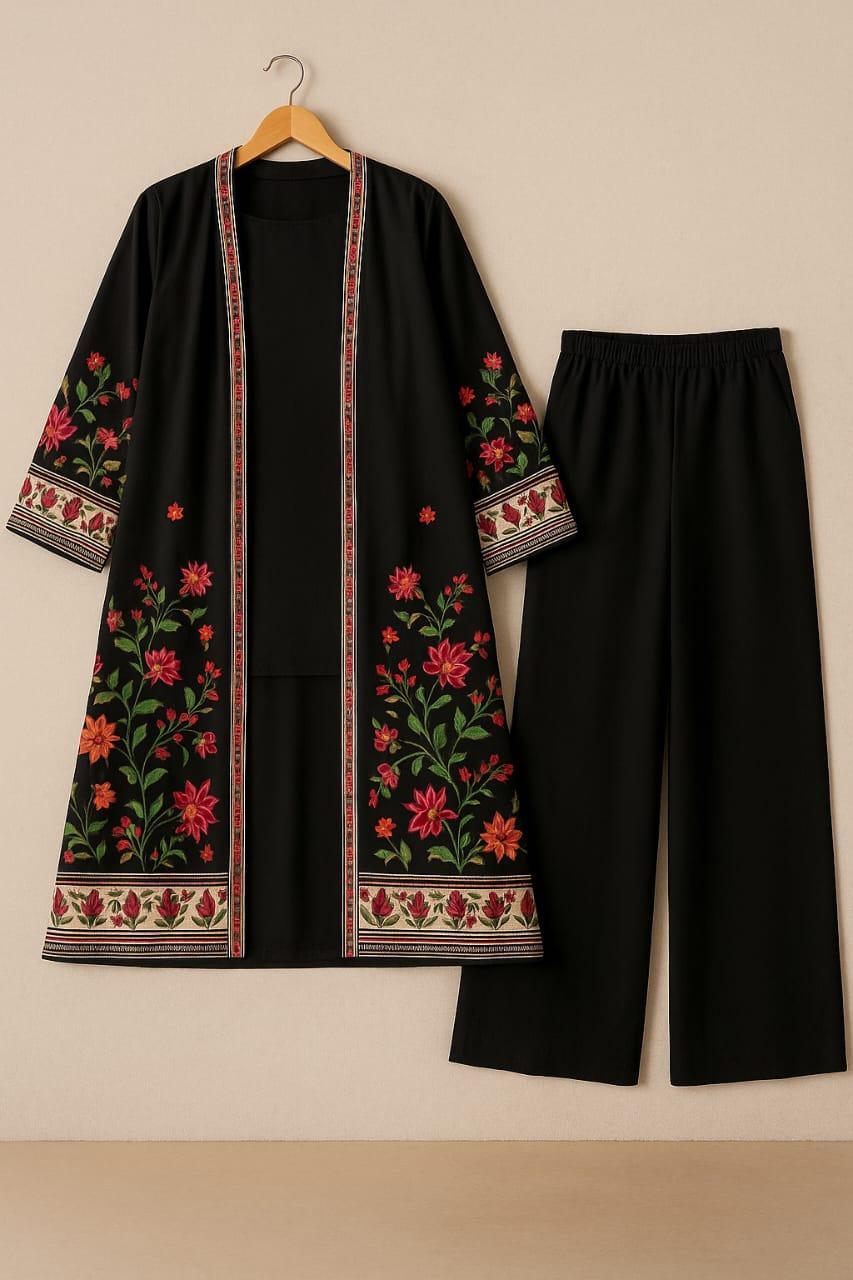 3 Pcs Women's Stitched Printed Gown Suit