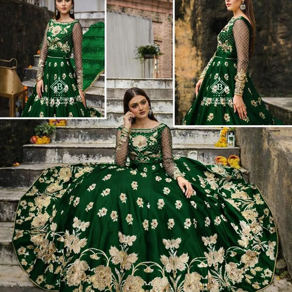 2 Pcs Women's Stitched Silk Embroidered Lehenga Choli