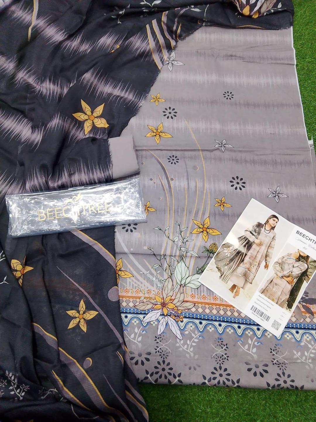 3 Pcs Women's Unstitched Digital Print Suit