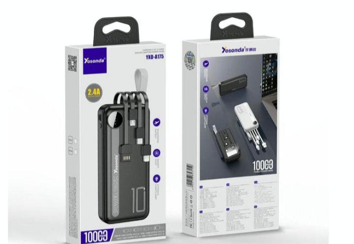 Buit-In 4 In 1 Charging Power Bank - Portable 10000mAh with Dual USB Ports (1 Pcs)