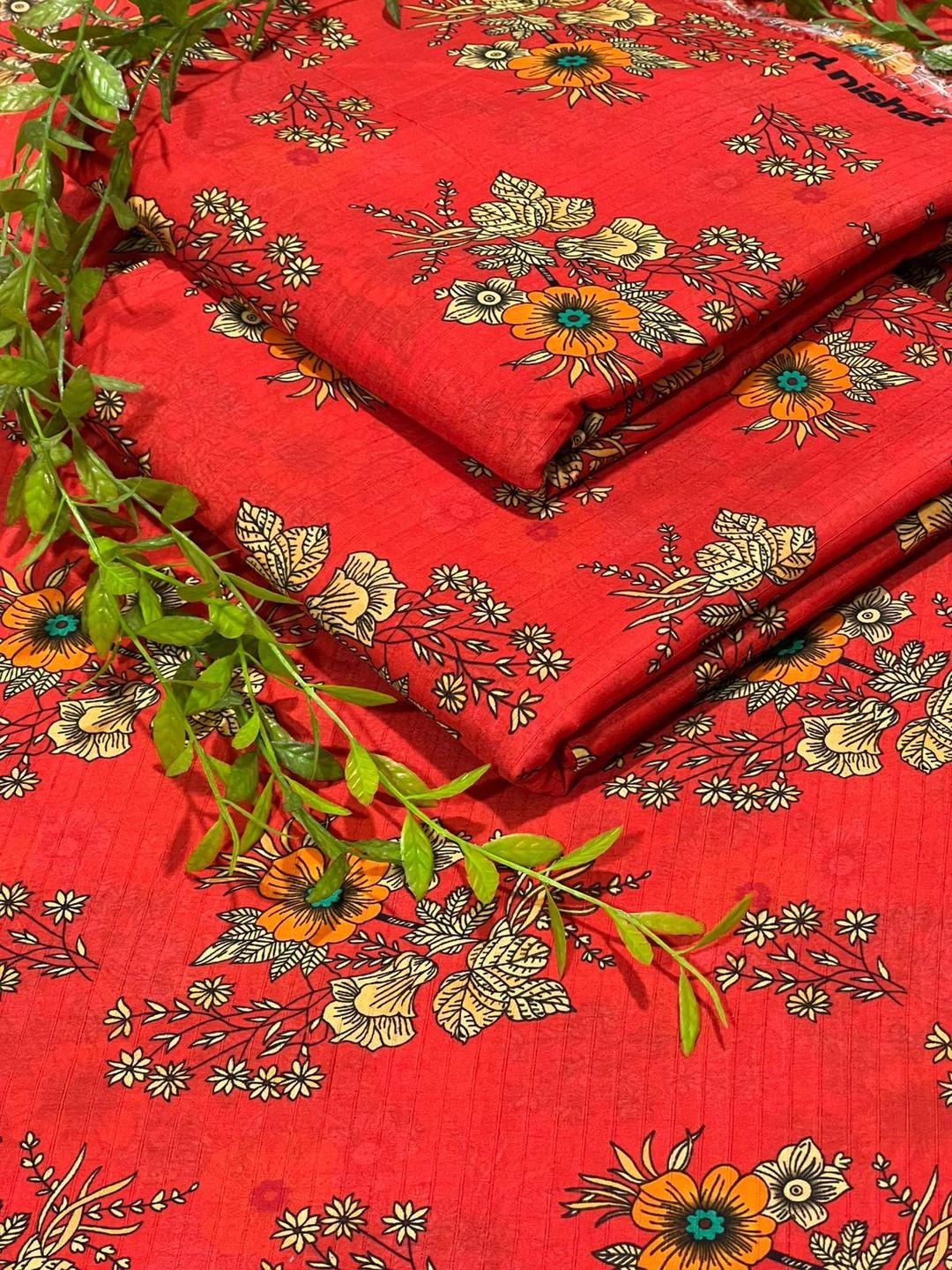 Stylish Red 2 Pcs Lawn Printed Suit for Modern Elegance