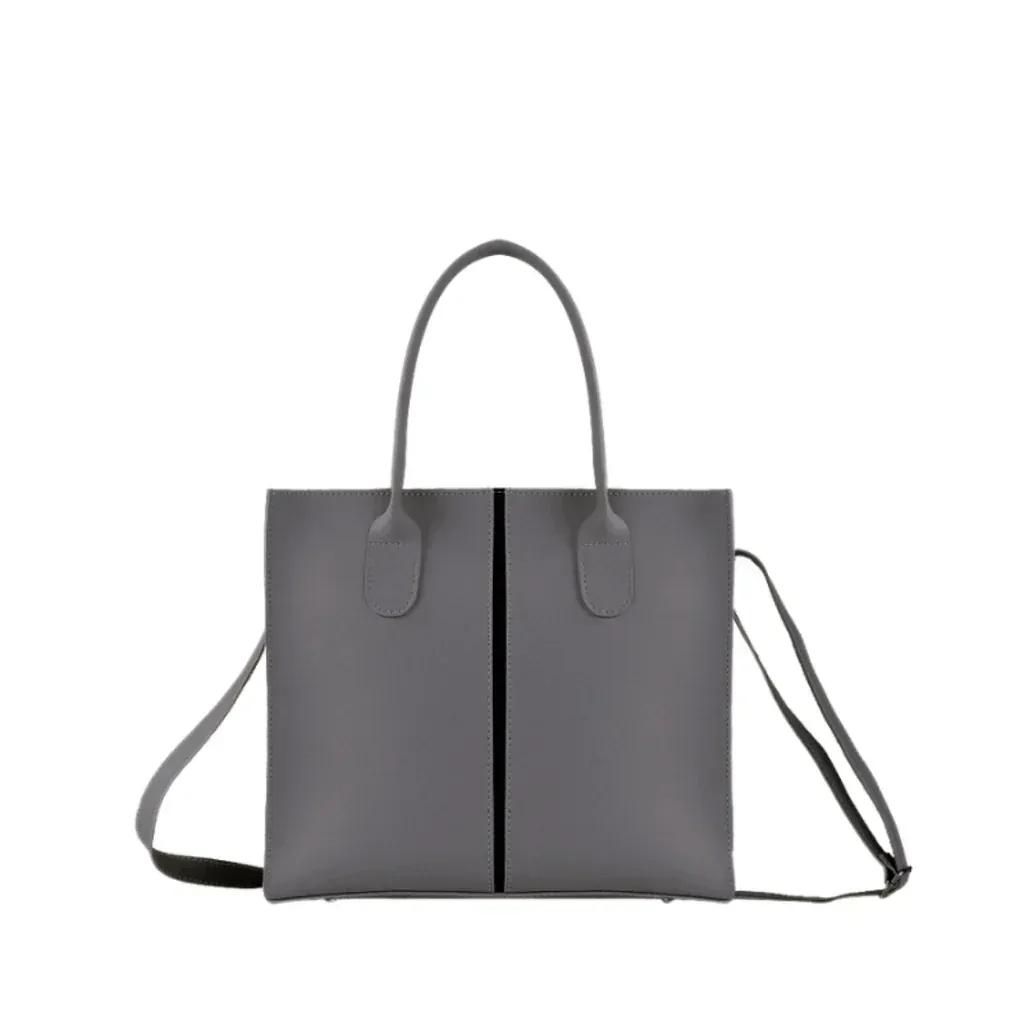 Stylish Women's PU Leather Plain Grey Shoulder Bag - 1 Pc