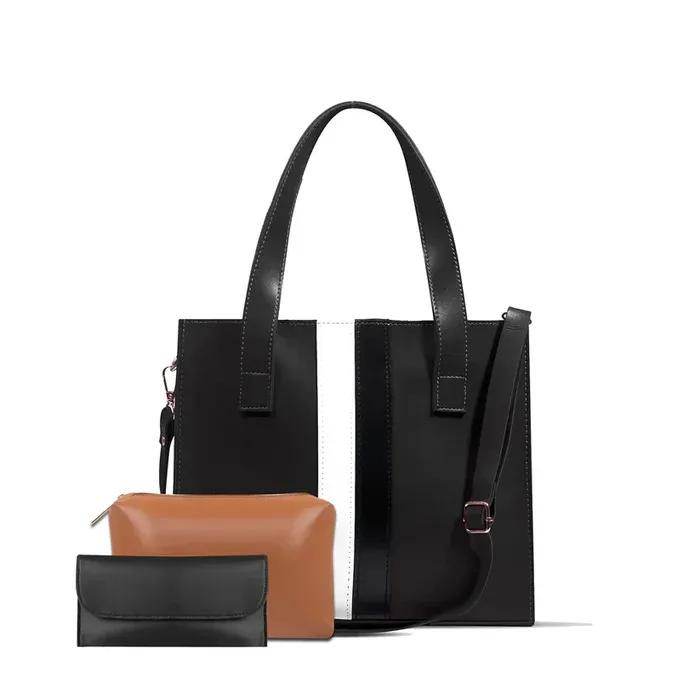Women's PU Leather Plain Hand Bag Set