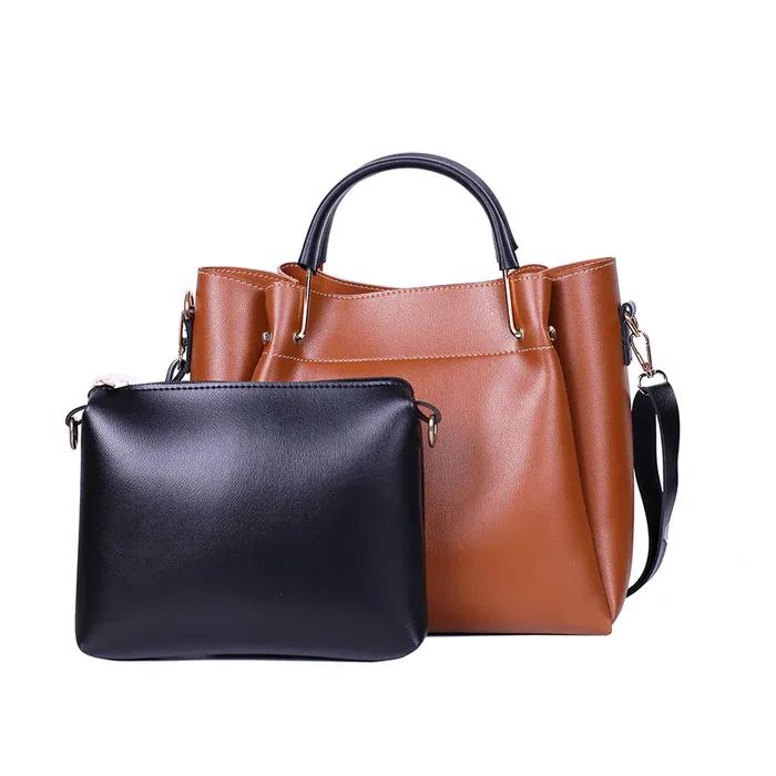 Women's Leather Plain Hand Bag Set