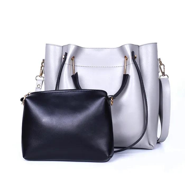 Women's Leather Plain Hand Bag Set