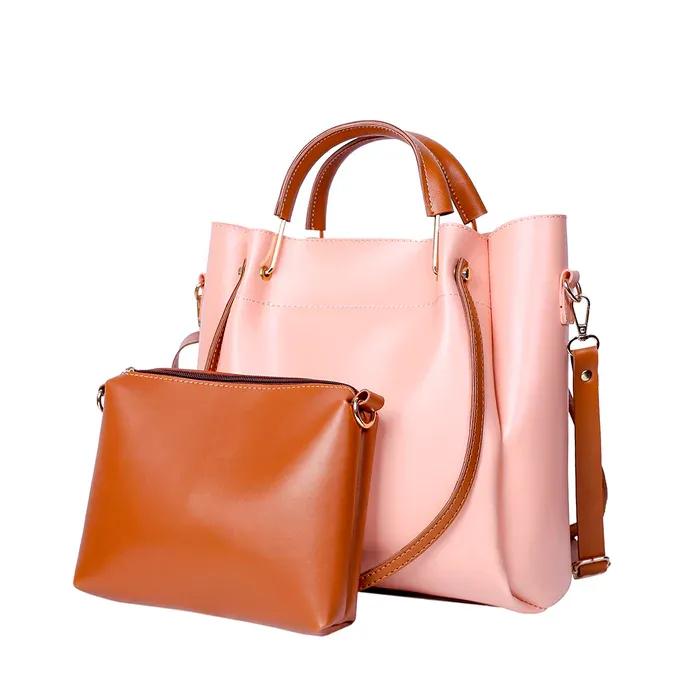 Women's Leather Plain Hand Bag Set