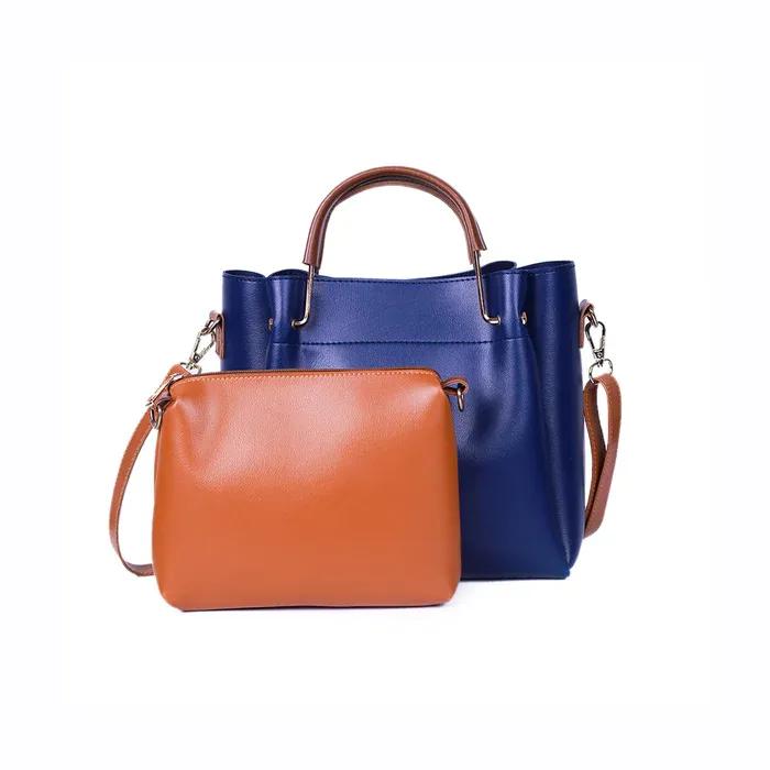 Women's PU Leather Plain Hand Bag Set