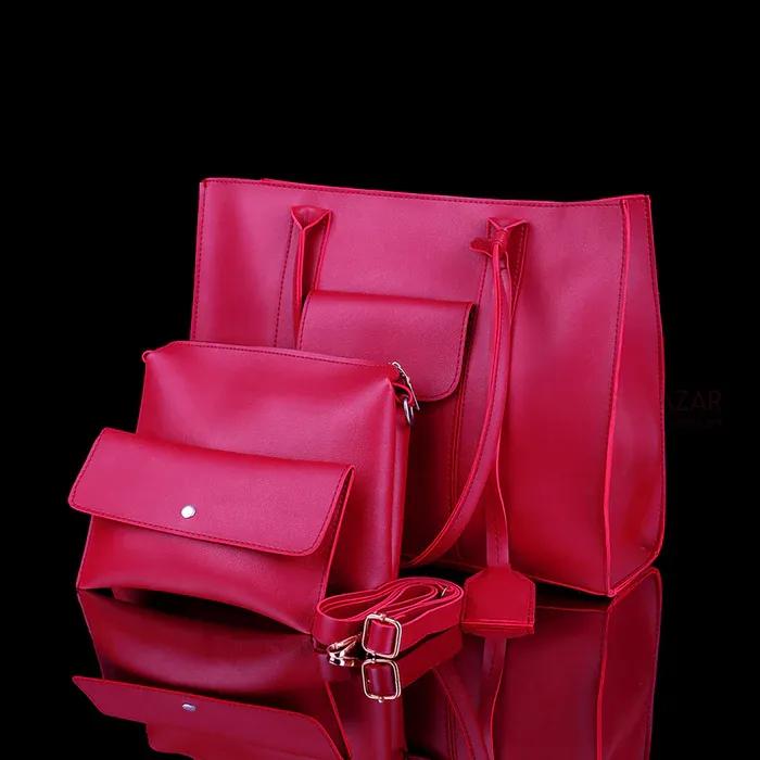 Girl's PU Leather Plain Hand Bag Set