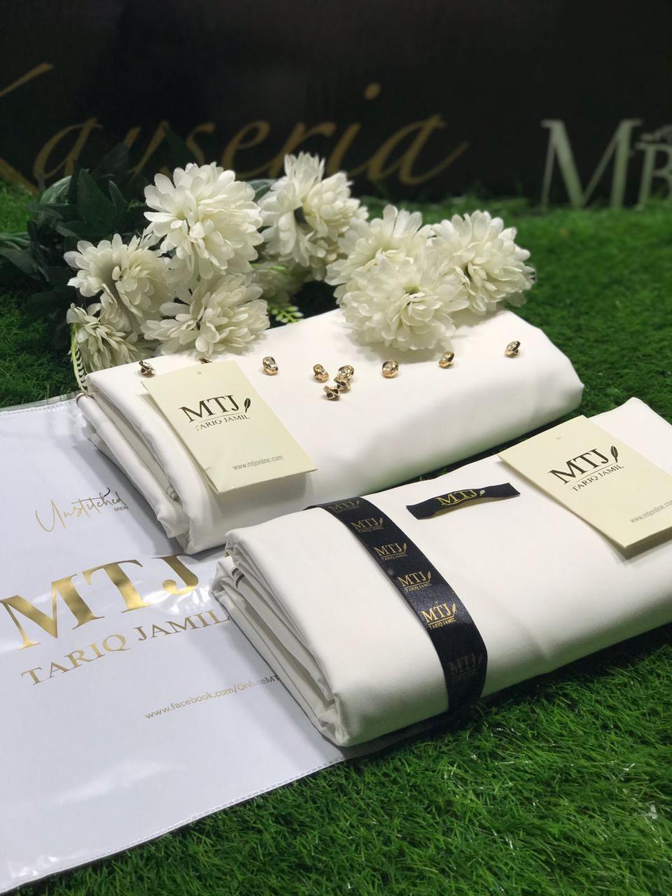 Men's Unstitched 4 Pcs Boski Suit - Plain Pattern