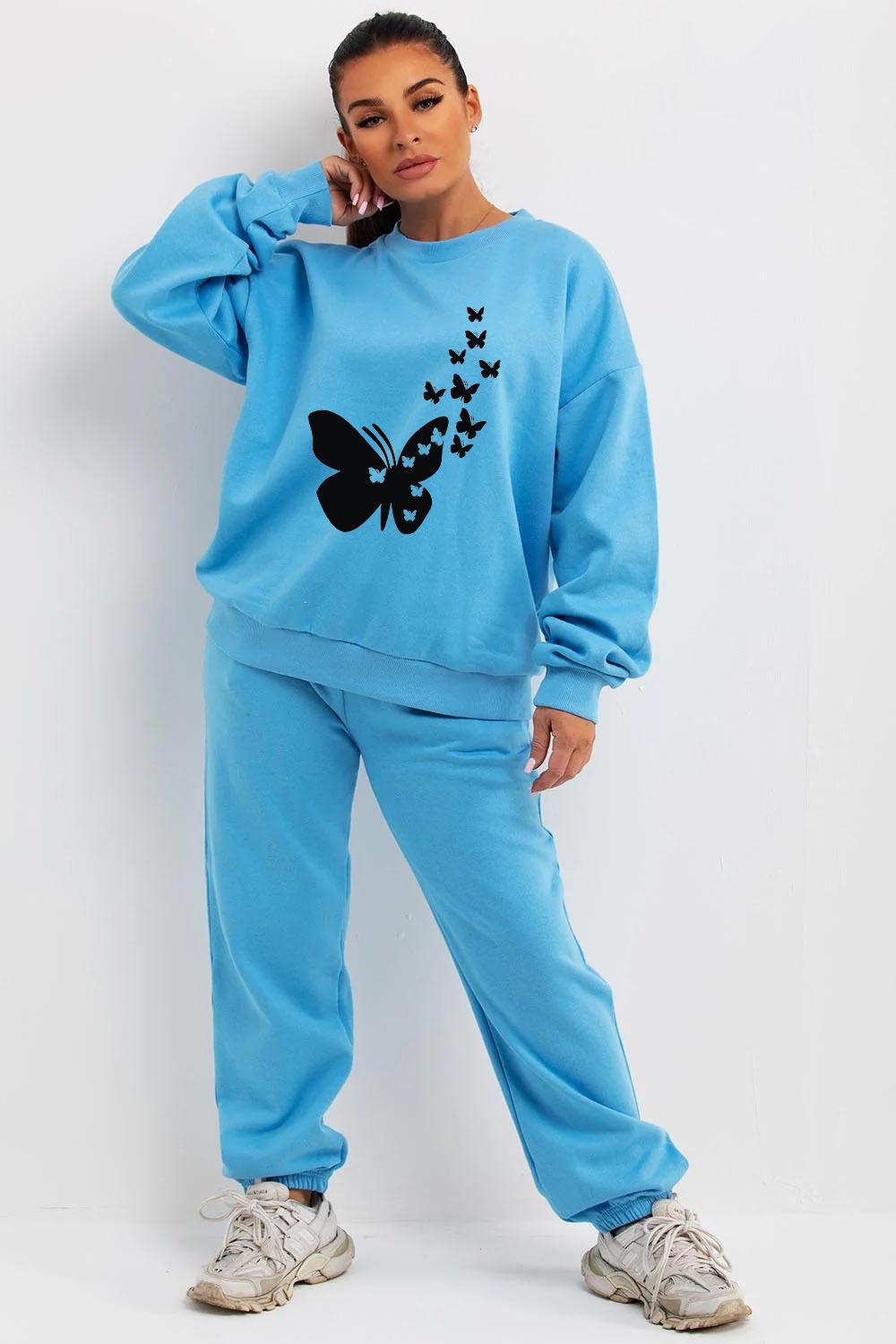 Stylish Blue Printed Fleece Tracksuit - Perfect 2 Pcs Set for Comfortable Wear