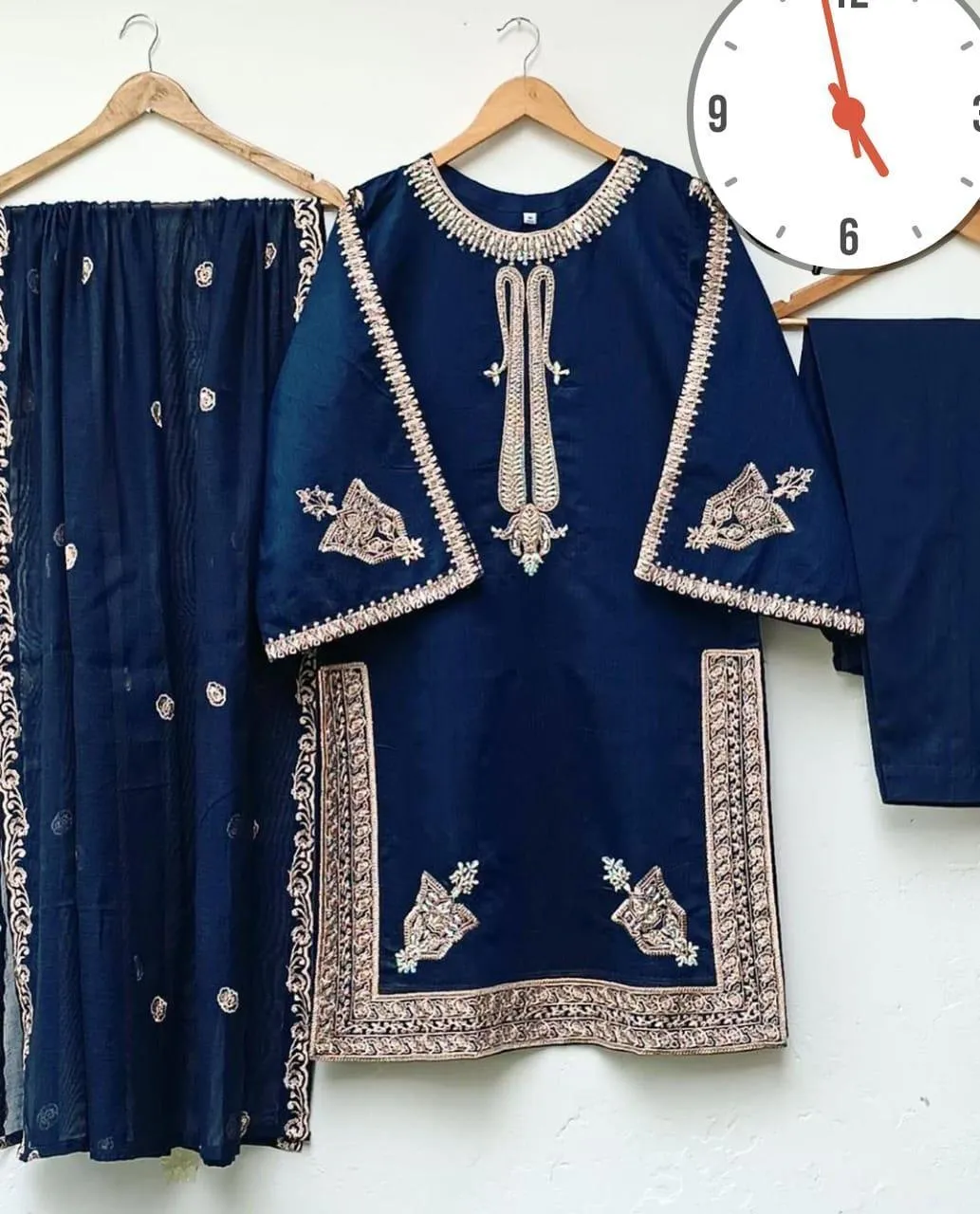 3 Pcs Women's Stitched Shamoz Silk Embroidered Suit
