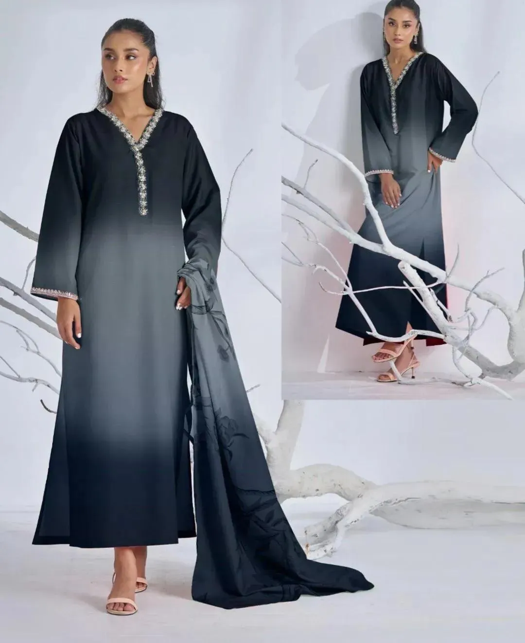 3 Pcs Women's Stitched Arabic Lawn Digital Print Suit