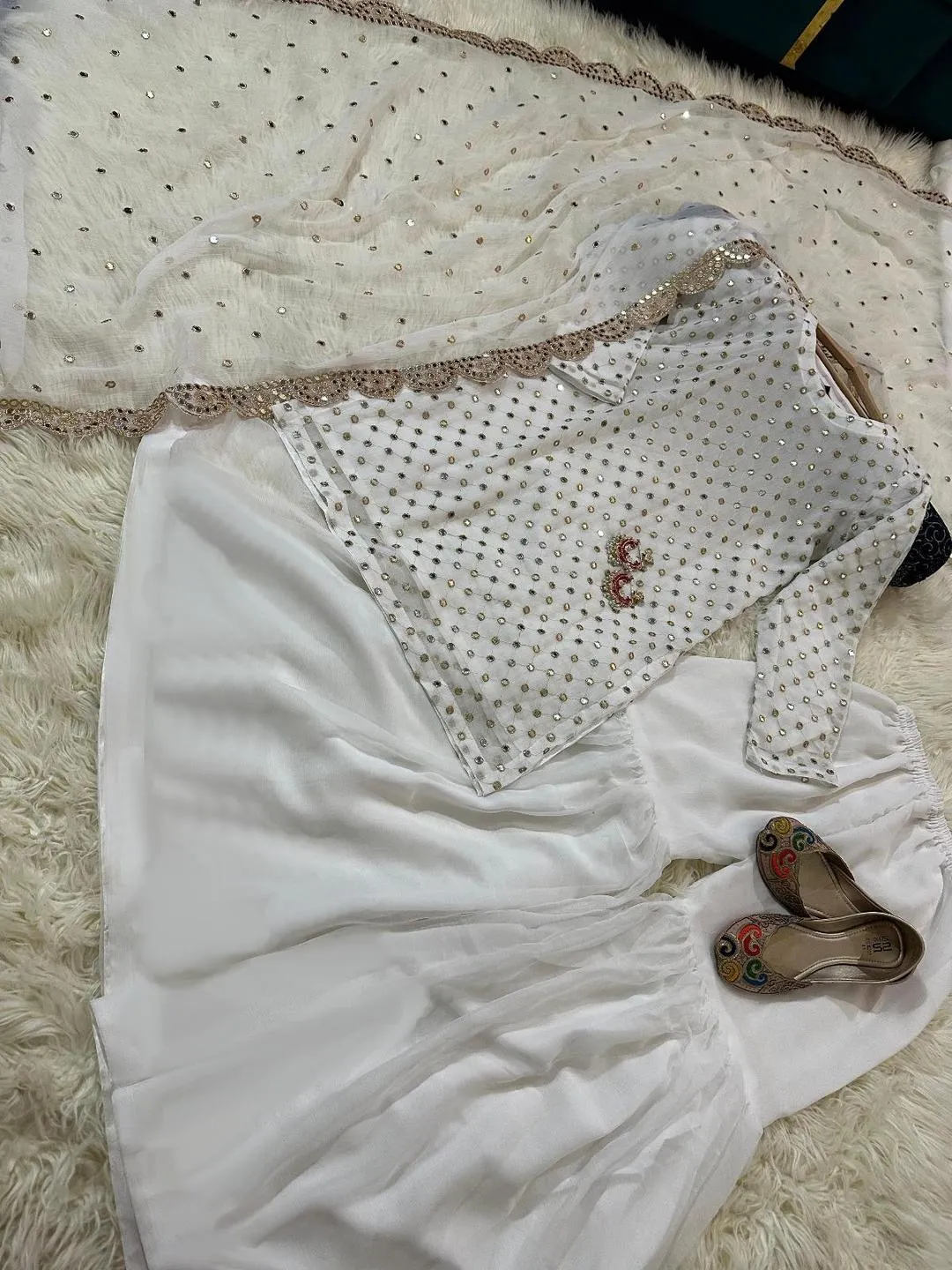 3 Pcs Women's Stitched Chiffon Embroidered Suit