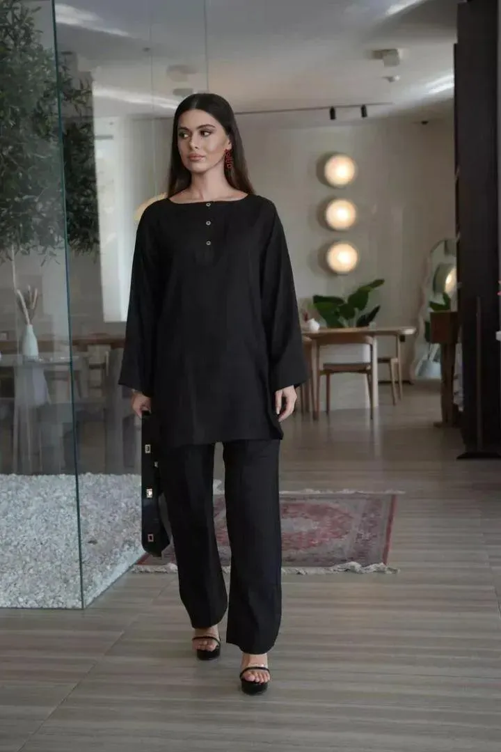 2 Pcs Women's Stitched Georgette Plain Shirt And Trouser