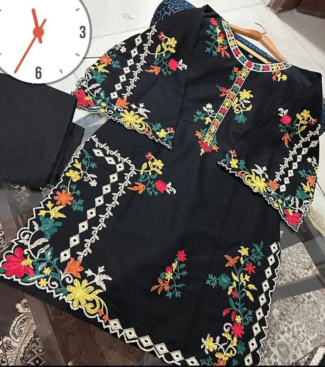 2 Pcs Women's Stitched Linen Embroidered Co-Ord Set