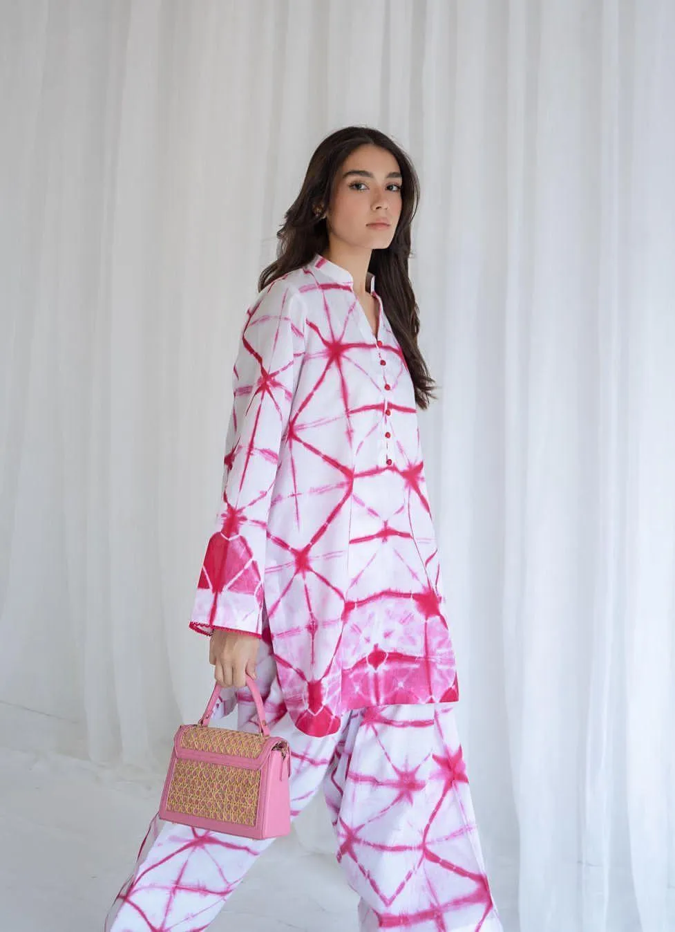 2 Pcs Women's Stitched Swiss Lawn Printed Shirt And Trouser