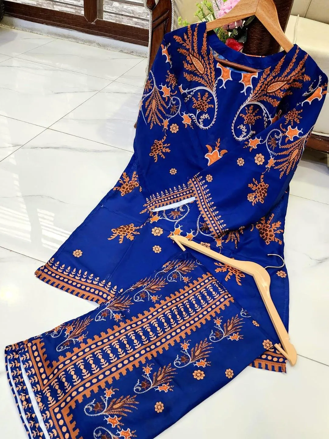 2 Pcs Women's Stitched Swiss Lawn Printed Co-Ord Set