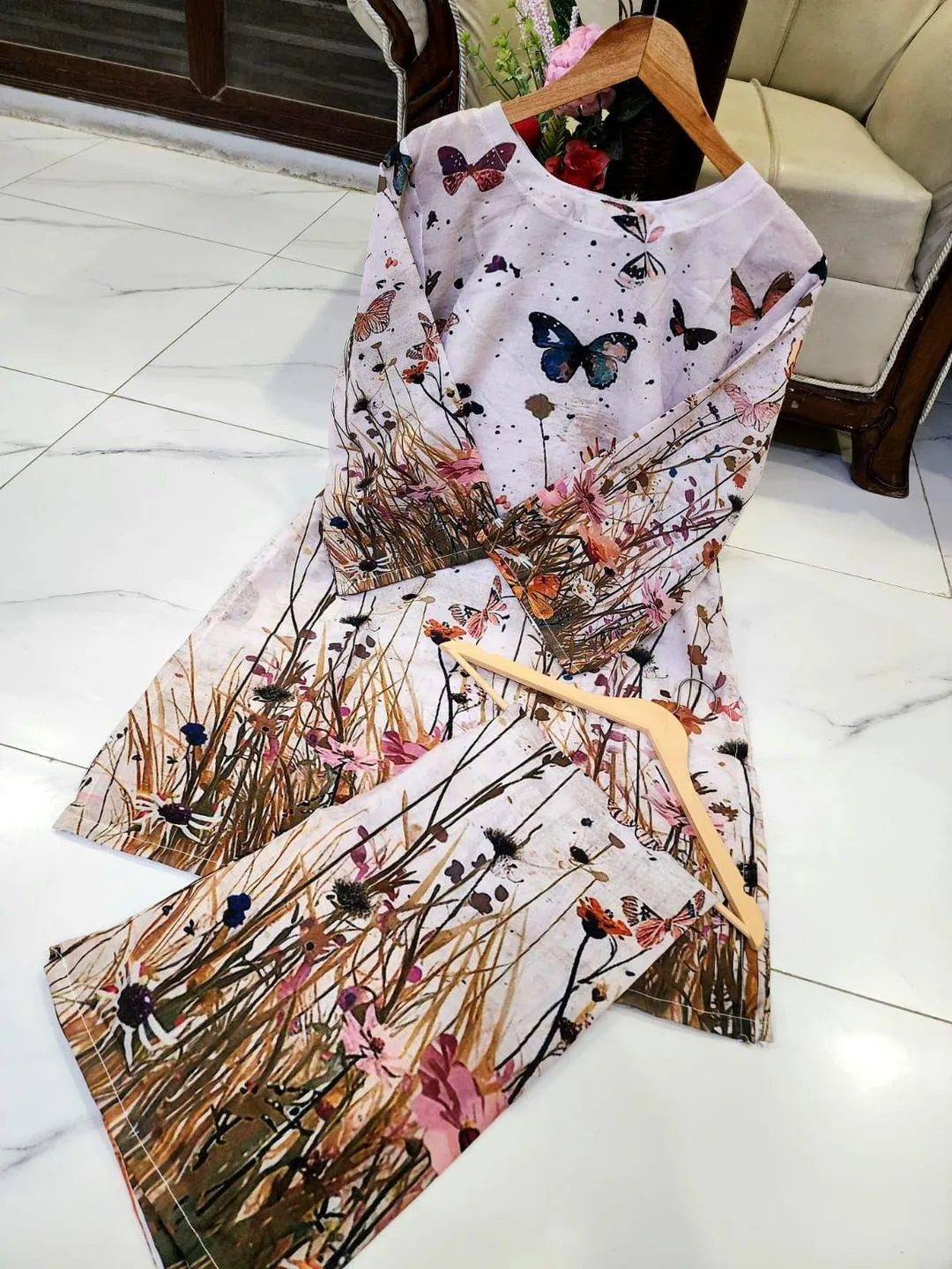 2 Pcs Women's Stitched Swiss Lawn Printed Co-Ord Set