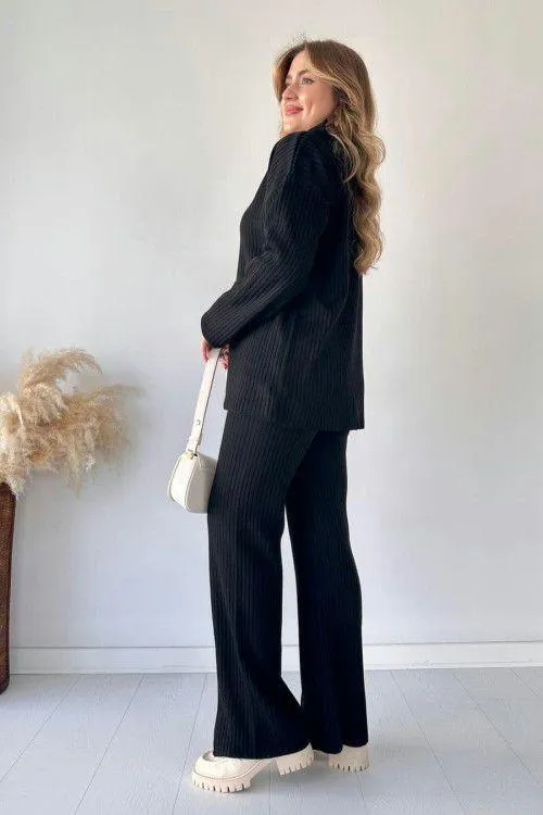 Winter Arrival  Zipper Highneck Dropshoulder Track Suit 2PCs