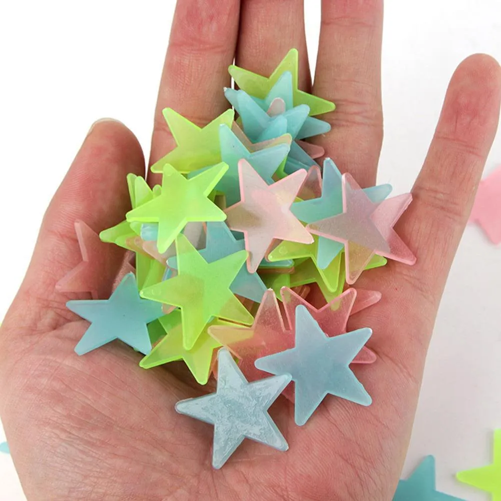Pack Off 100 piece 3D Stars Glow In The Dark Wall Stickers