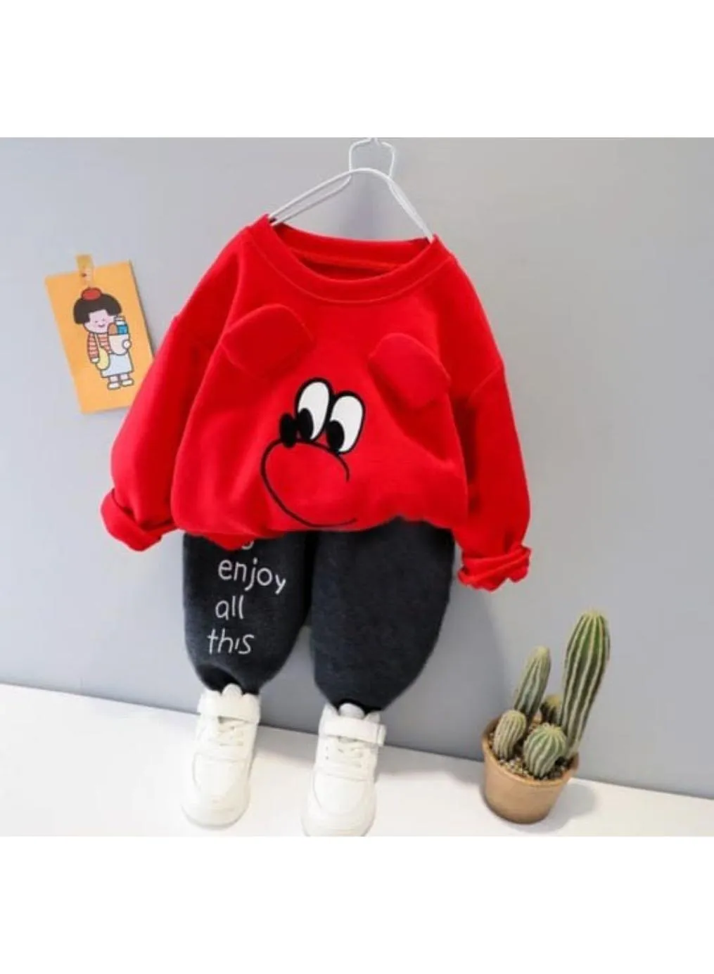 2 Pcs Boy's & Girl's Fleece Printed Track Suit