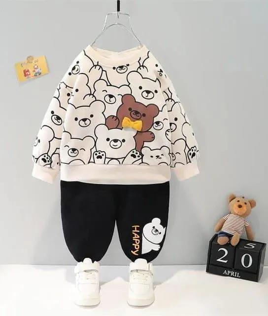 2 Pcs Boy's & Girl's Fleece Printed Track Suit