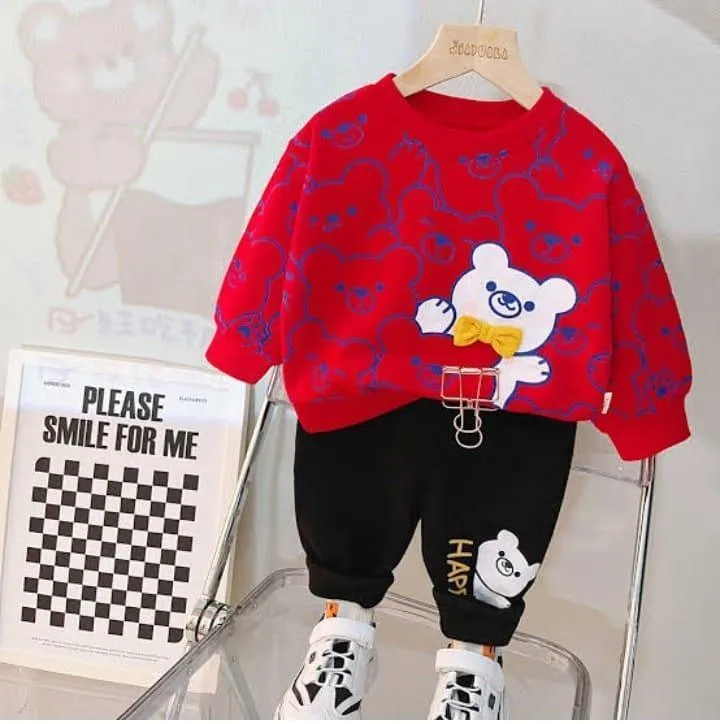 2 Pcs Boy's & Girl's Fleece Printed Track Suit