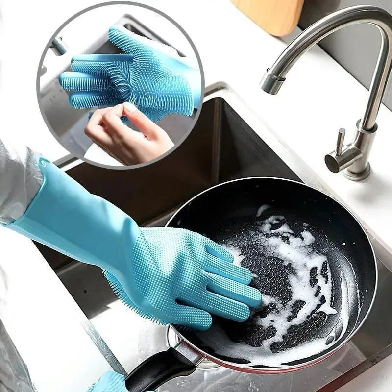 Automatic Multicolor Dish Washing Gloves - 2 Pcs 