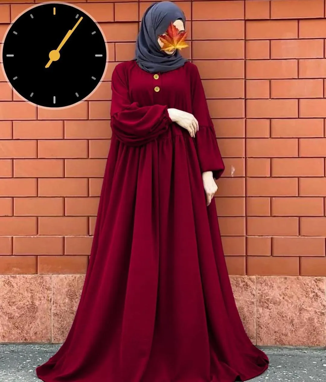 Georgette Plain Maxi Abaya with Stroller 