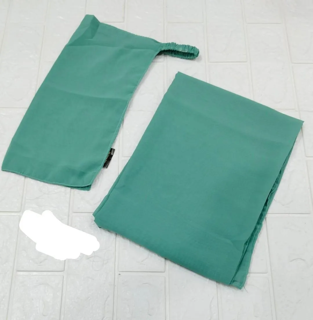 2 Pcs Chiffon Plain Hijab Set Easy  Wear