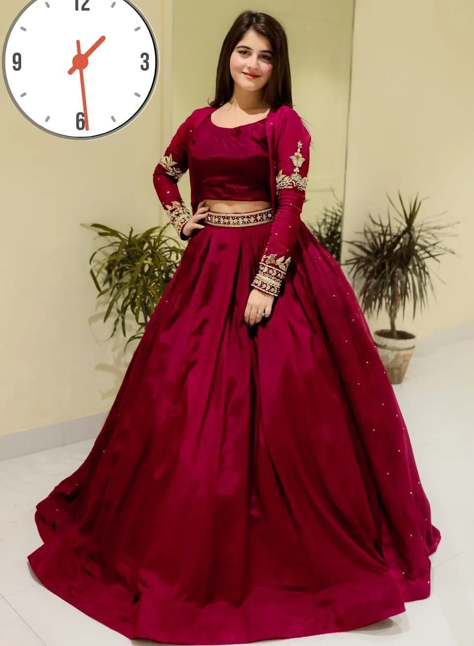 3 Pcs Women's Stitched Shamoz Silk Embroidered Maxi Suit