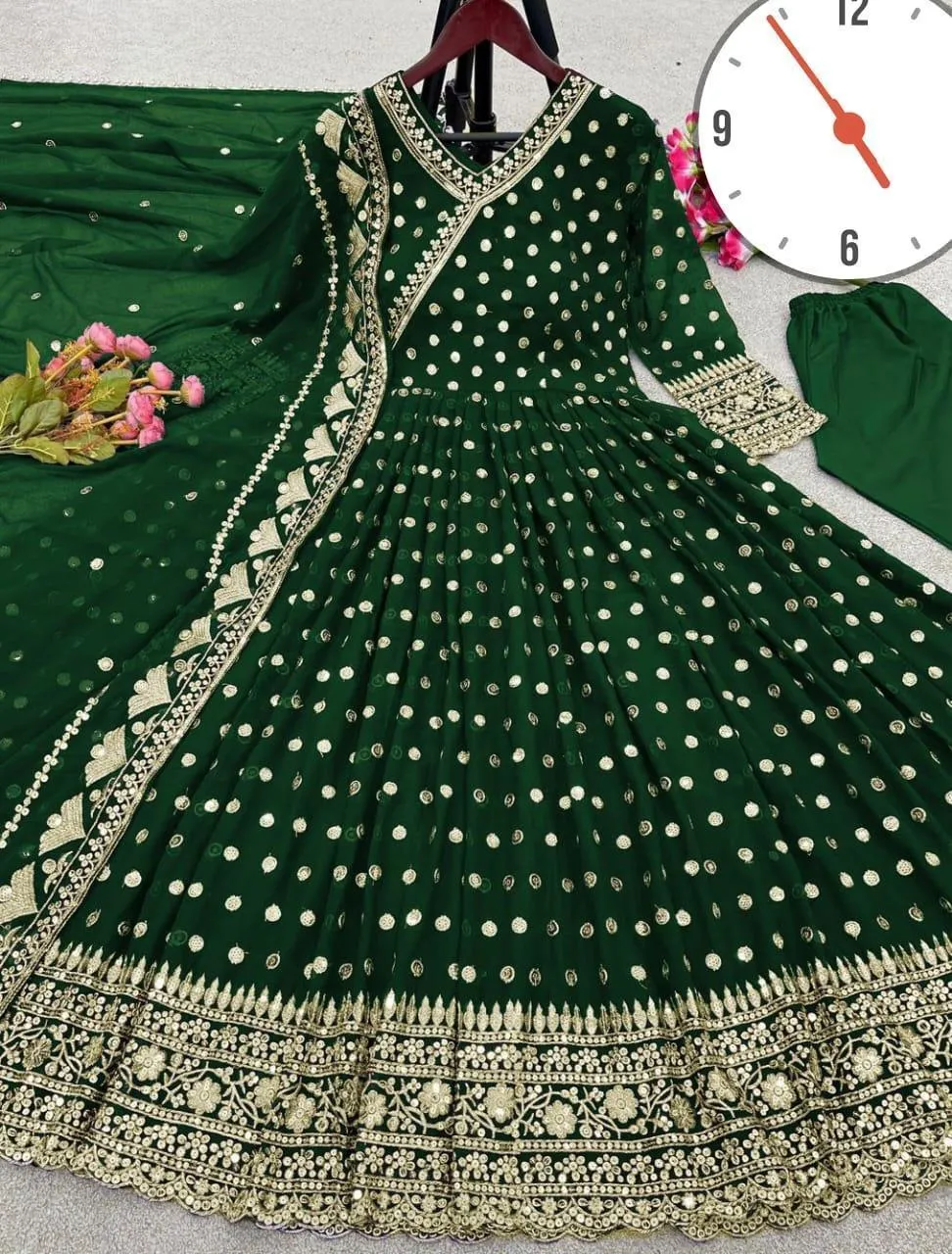 3 Pcs Women's Stitched Chiffon Embroidered Maxi Suit