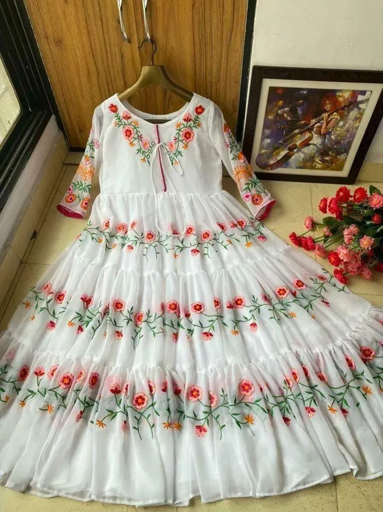 1 Pc Women's Stitched Chiffon Embroidered Maxi