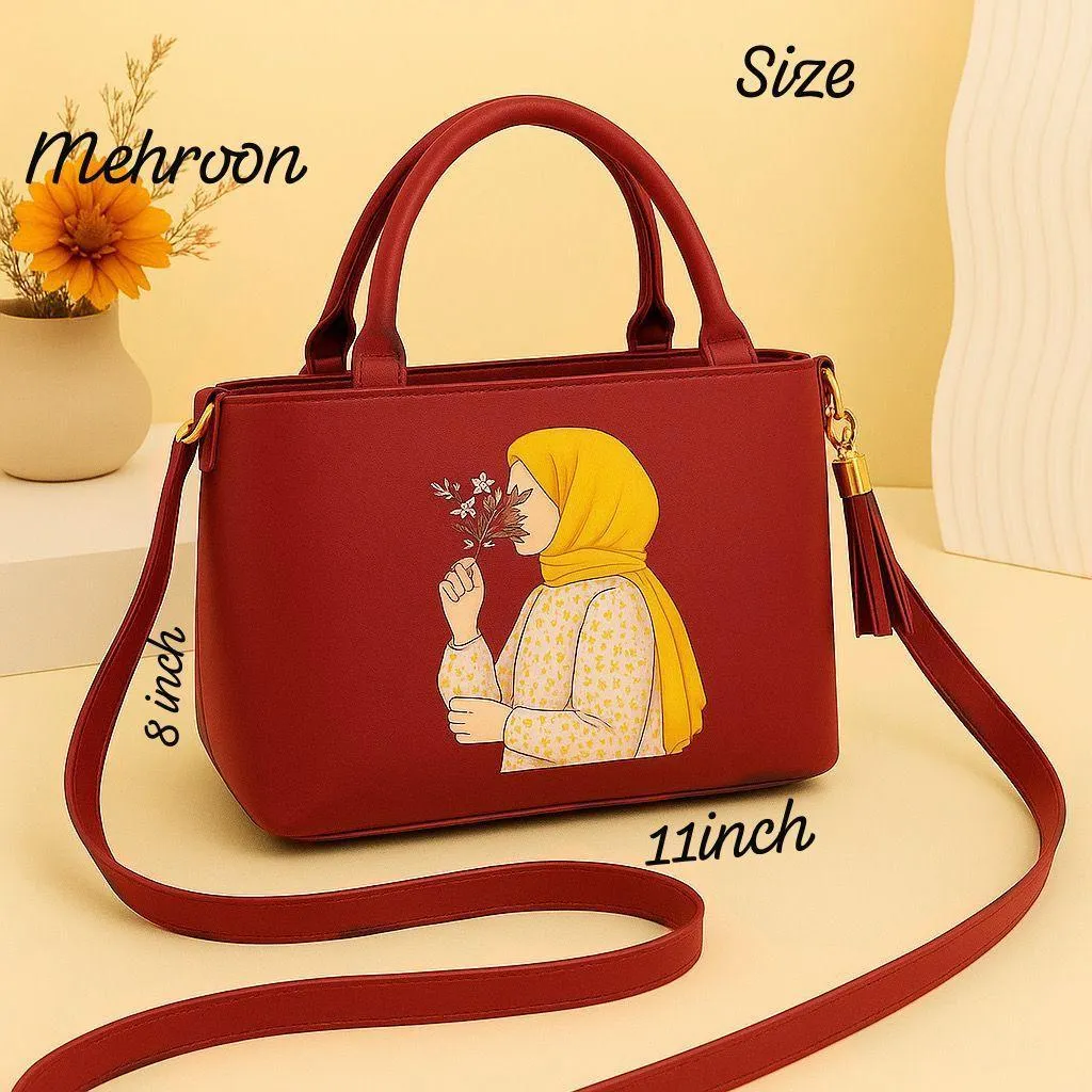 Girl's PU Leather Printed Shoulder Bag