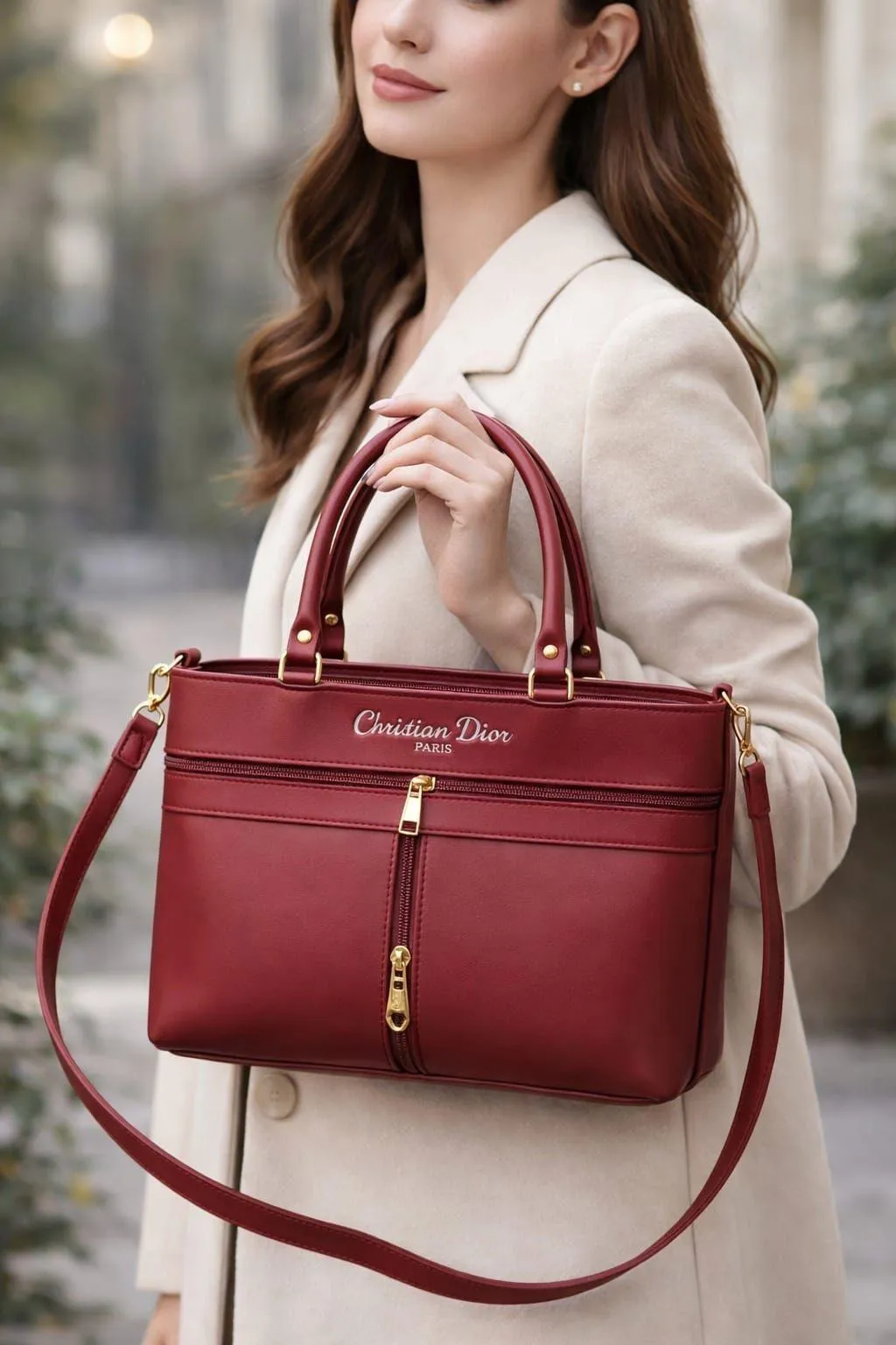 Women's Leather Plain Shoulder Bag