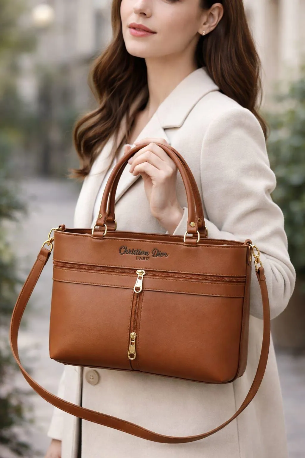 Women's Leather Plain Shoulder Bag