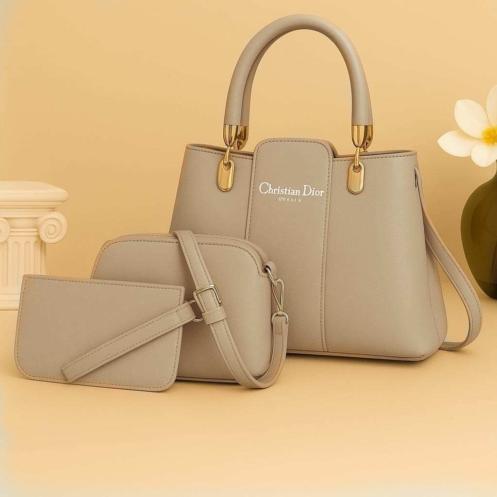 Pink Women's 3-Piece PU Leather Handbag Set